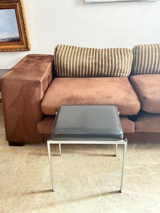 Taburete Mesa Multiusos Vintage Metal Cuero