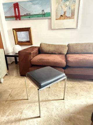 Taburete Mesa Multiusos Vintage Metal Cuero