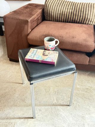 Taburete Mesa Multiusos Vintage Metal Cuero