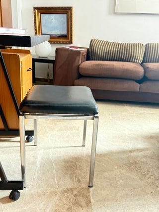 Taburete Mesa Multiusos Vintage Metal Cuero