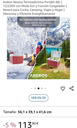 Arebos Nevera Termoeléctrica Portátil 40L 12/230v