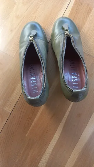 Zapatos Hispanitas verdes con cremallera