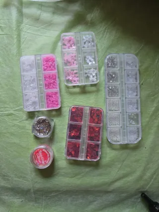 Decoración Uñas Glitter y Abalorios