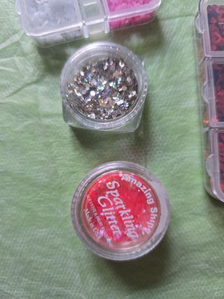 Decoración Uñas Glitter y Abalorios
