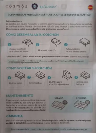 Colchón muelles ensacados 160 reversible