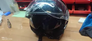 Casco Moto Jet LS2 Negro con Visera
