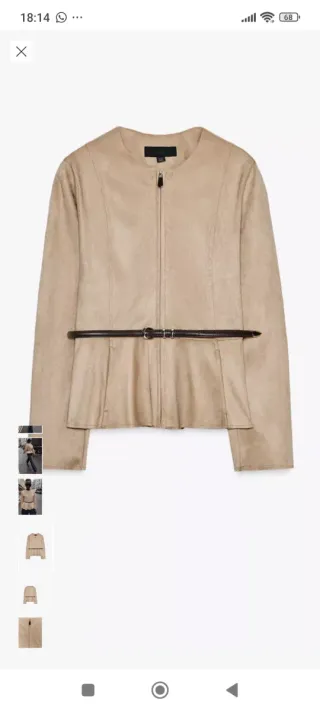 Cazadora Zara ante beige nueva
