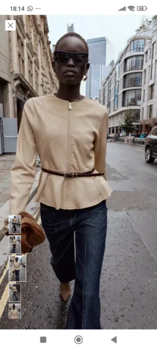 Cazadora Zara ante beige nueva
