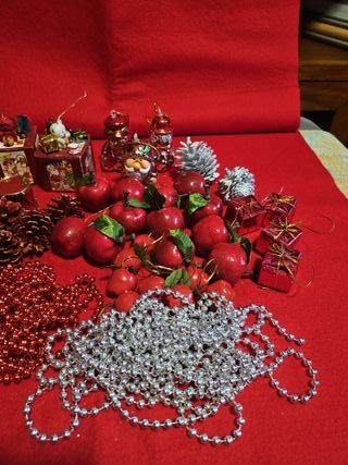 Lote adornos Navidad rojo y plata