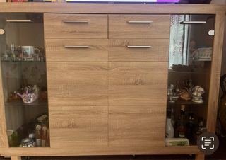 Armario comedor madera y cristal