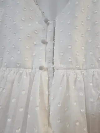 Vestido de comunión blanco con fajín verde t-18