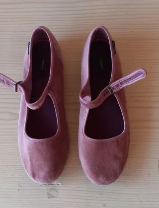 Merceditas terciopelo rosa talla 37
