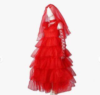 Disfraz Halloween Tul Rojo Volantes