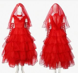 Disfraz Halloween Tul Rojo Volantes