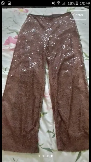 Traje de fiesta lentejuelas marrón y dorado