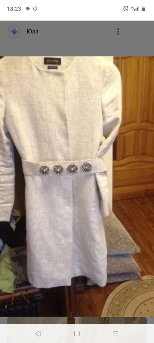 Abrigo Massimo Dutti Lino Beige Talla XL 42