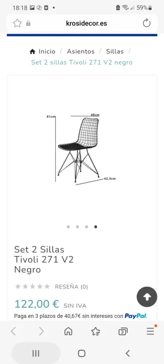4 Sillas Tivoli Metal Negras