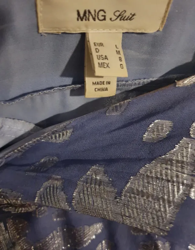 Vestido Mango Azul y Plateado