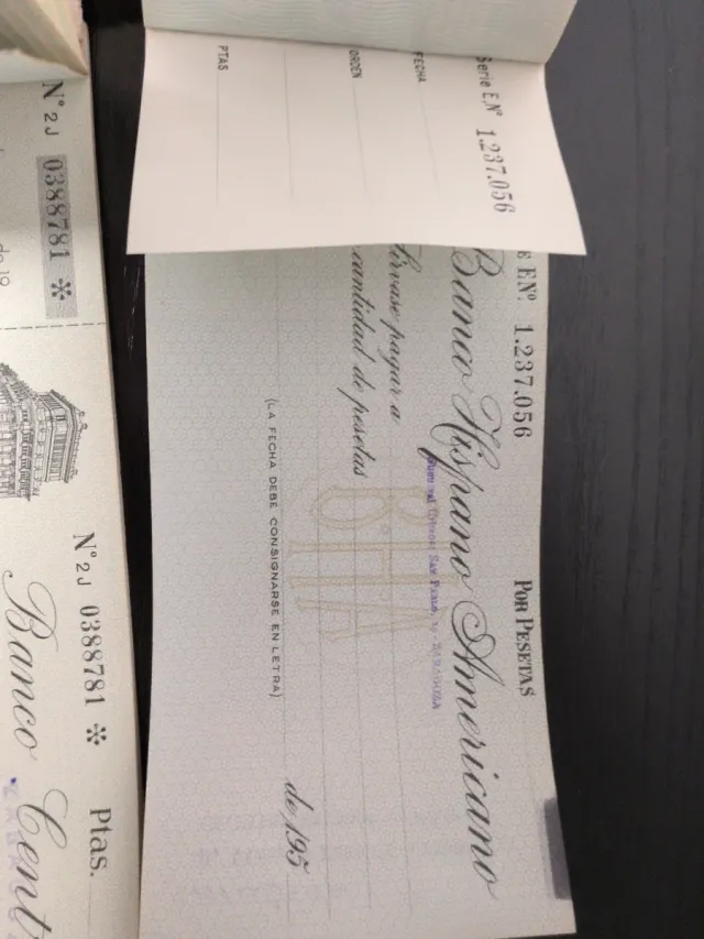 Talonarios de cheques antiguos Banco Hispano Ameri