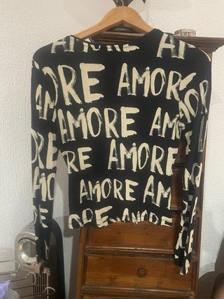 Jersey fino Desigual AMORE negro y beige