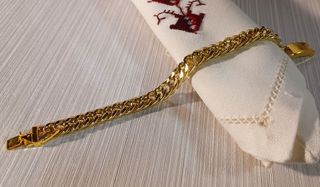 Pulsera hombre cadena cubana chapada en oro 14K
