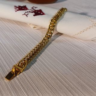 Pulsera hombre cadena cubana chapada en oro 14K