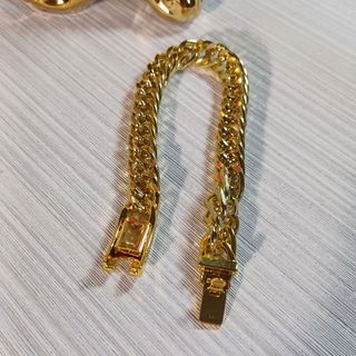 Pulsera hombre cadena cubana chapada en oro 14K