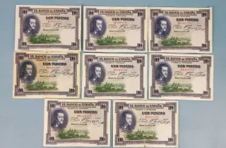Lote 8 Billetes 100 Pesetas Banco de España 1925