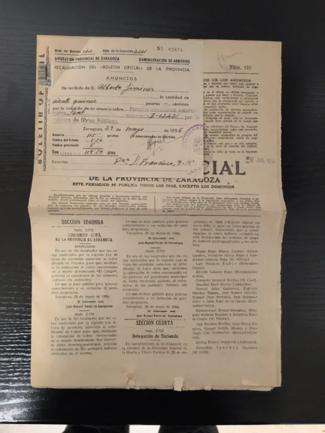 Boletín oficial provincia de Zaragoza, 29-5-1956