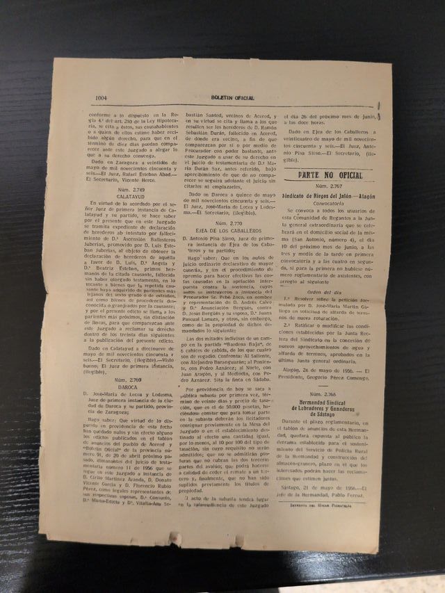 Boletín oficial provincia de Zaragoza, 29-5-1956