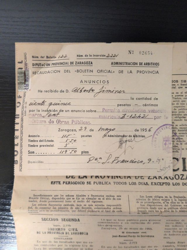 Boletín oficial provincia de Zaragoza, 29-5-1956