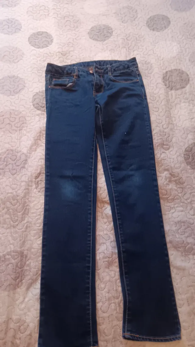 Pantalón pitillo niña azul zara