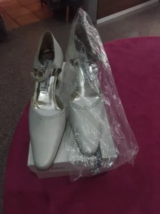 Pedro Garcia Zapatos Tacon Blanco/Oro