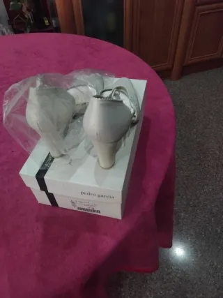 Pedro Garcia Zapatos Tacon Blanco/Oro