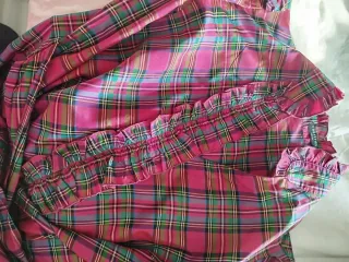 Cortefiel Blusa cuadros raso volante lazo