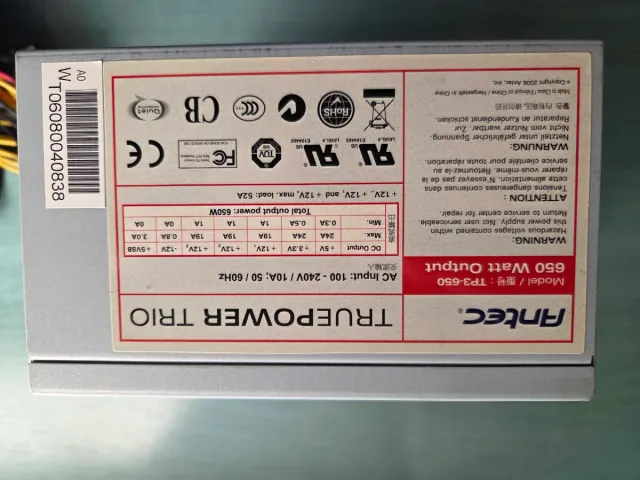 Fuente Alimentación Antec Truepower Trio 650W