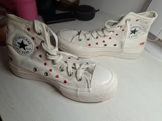 Zapatillas Converse Blancas Corazones Talla 38