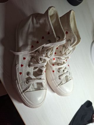 Zapatillas Converse Blancas Corazones Talla 38
