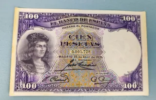 100 Pesetas 1931 Serie 0001728