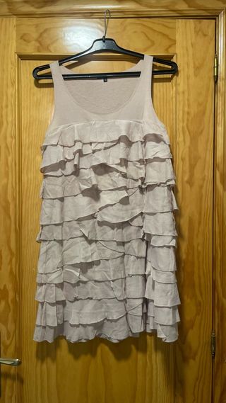 Vestido tirantes volantes rosa