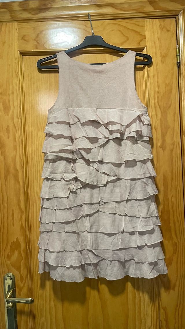 Vestido tirantes volantes rosa