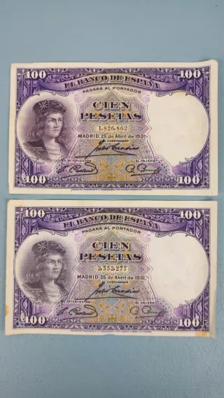 2 Billetes 100 Pesetas Banco de España 1931
