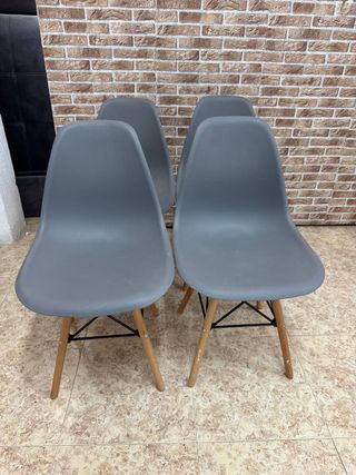 Confezione da 4 sedie in legno nordico grigio Super Price