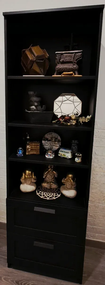 Librería negra  con dos cajones