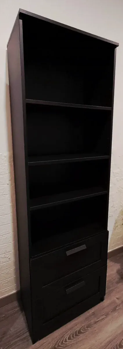 Librería negra  con dos cajones