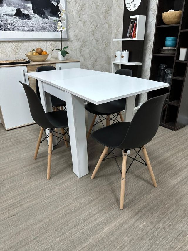 Mesa Comedor Extensible + 4 Sillas Nordicas