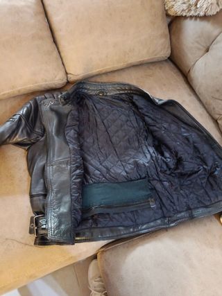 Chaqueta Cuero Moto Vintage Mujer T.38/40
