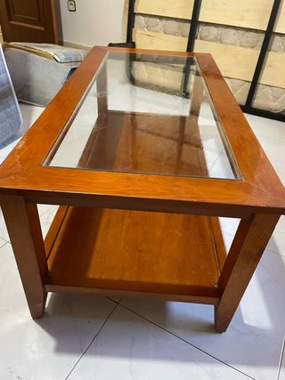 Mesa de centro madera y cristal