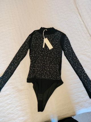 Body nero con strass