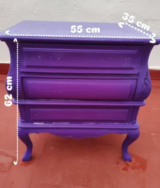 Cassettiera vintage viola da restaurare